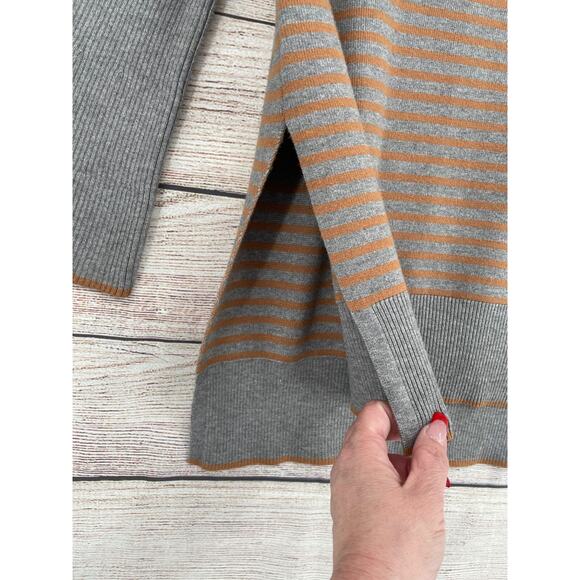 Anthropologie Striped‎ Elise Ribbed Off Shoulder Sweater Tunic Women's S Gray - Picture 4 of 9